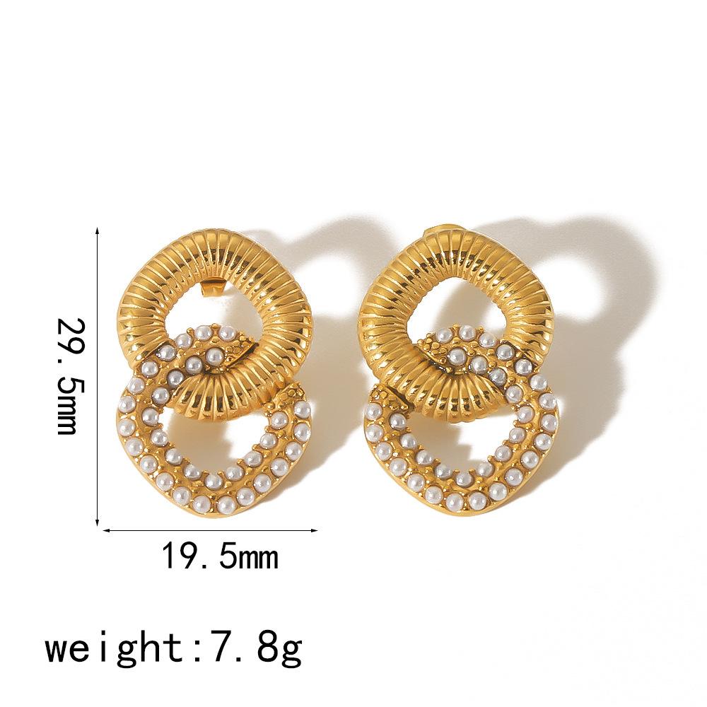 

Titanium steel high-end fashion stud earrings 18k gold square inlaid zircon earrings do not fade personalized earrings