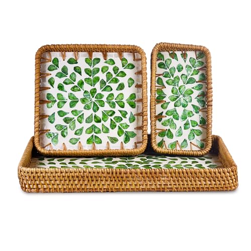

Pure Vie Rattan Tray, Small Item Storage Basket, Table Decorative Storage Display, Entryway Key Holder, Accessory Tray, Perfume Holder, Natural Horizo