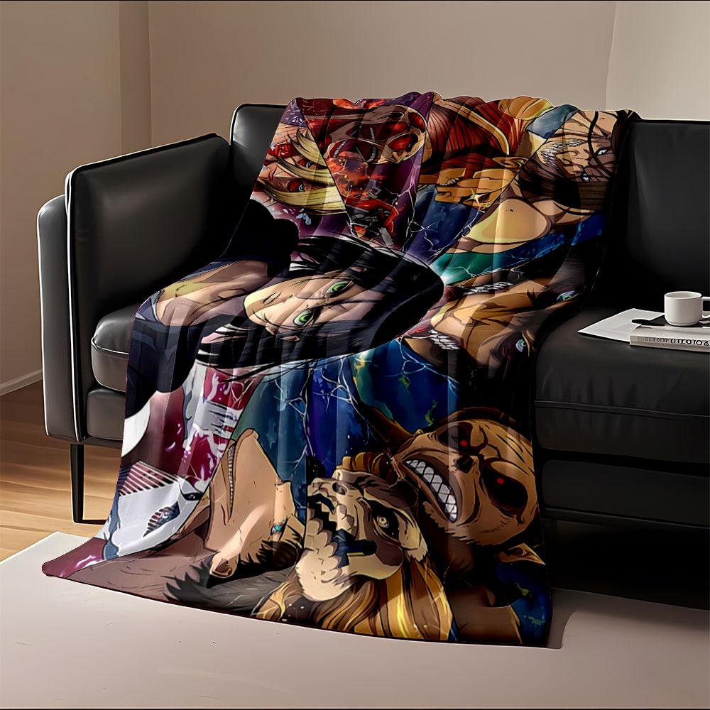 A Central Figure Surrounded by Shards of Powerful Titan Characters. for All Seasons Blanket Lunch Break Throw Gift