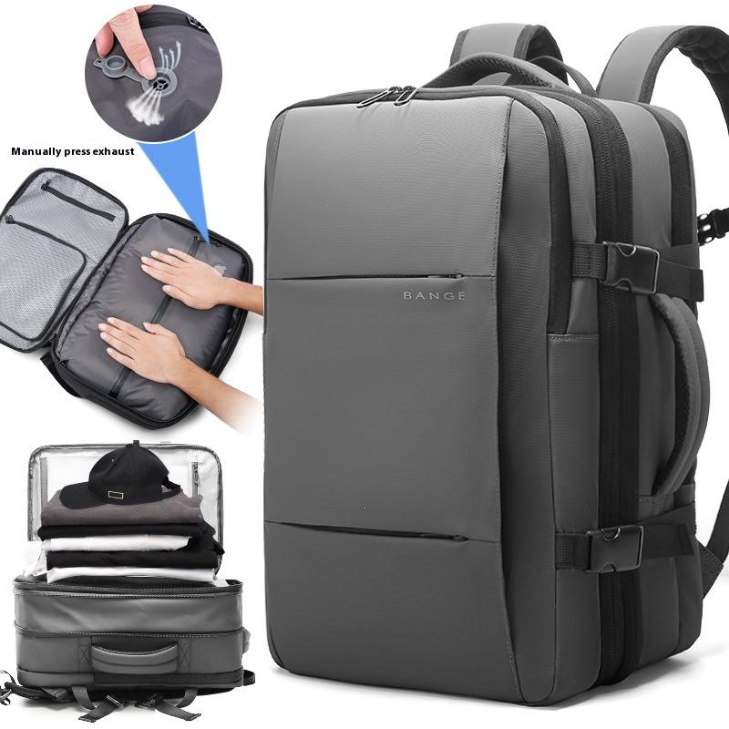 Bange Travel Men 15.6 Inch Laptop Backpack Vacuum Compression Backpack Business School Backpack Expandable Outdoor Backpack