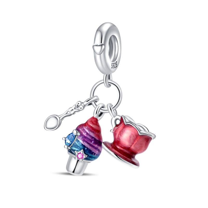 Brand New Arrivals Copper Metal Plated Sweet Candy Cup Cake Dangle Charm Bead Component Compatible With Authentic Original Bracelet High Quality Fine