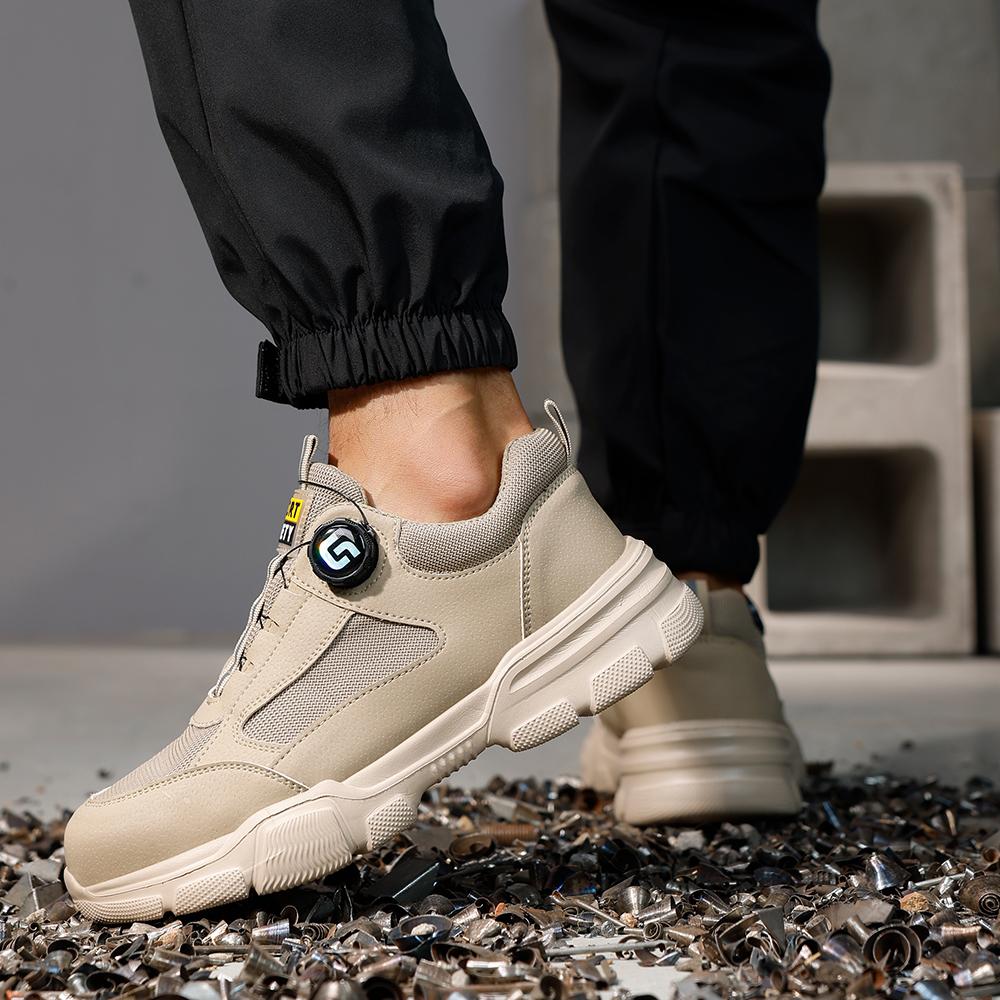 New Rotating Button Work Shoes Safety Sneakers Breathable Summer Male Boots Lightweight Indestructible Steel Toe Footwear