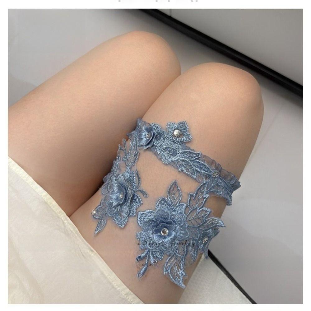 Giarrettiera da sposa con strass, cintura per coscia, gamba, anello in pizzo alla moda per donna