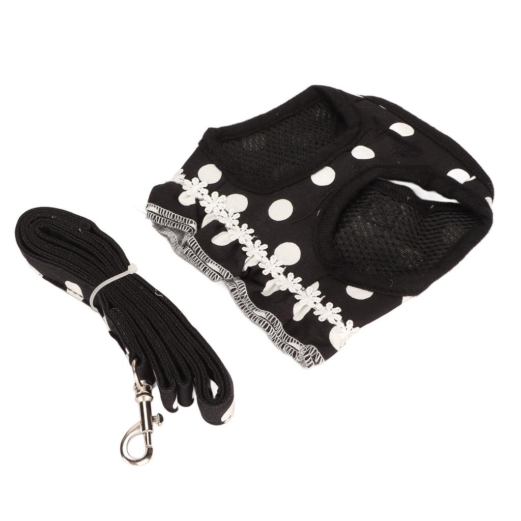 Dog Harness Leash Cute Stylish Polka Dot Pet Vest Traction Rope Set for Walking Training Outdoor
