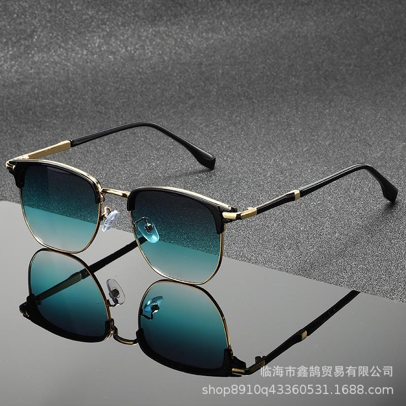 Sunshade Metal Antique Mirror Sunglasses, A New Style of Fashionable and Universal Half-frame Sunglasses, Stylish Square Sunglasses