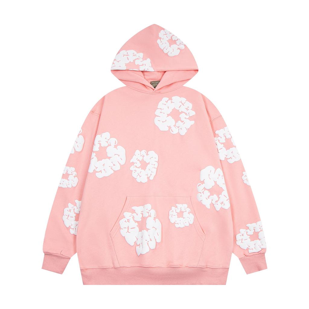Felpa con cappuccio floreale trendy marca americana pullover casual ampio con stampa digitale per uomo e donna