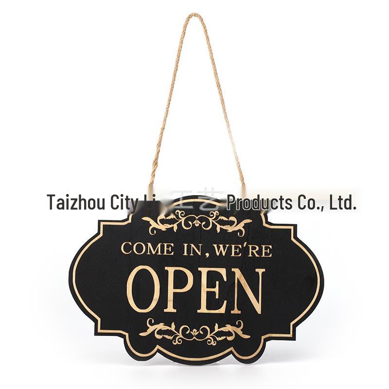 Double-Sided Wooden Hanging Door Sign for Home or Business Decor