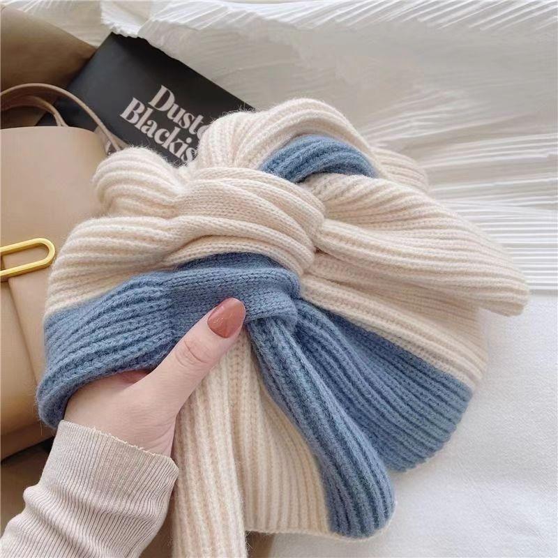 1Pc Korean Style Knitted Scarf Women Headscarf Knitted Scarf Multi-Functional Warm Knitted Scarf