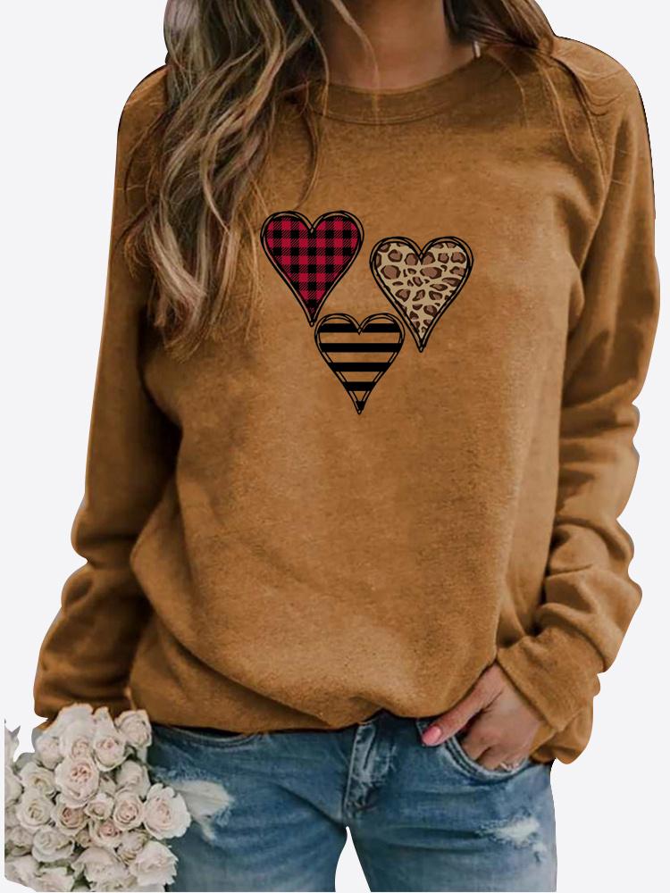 Winter Damen LOVE bedruckte Tops T-Shirt Damen Rundhals Langarm Casual Sweatshirt Plus Size Bluse Plüschpullover
