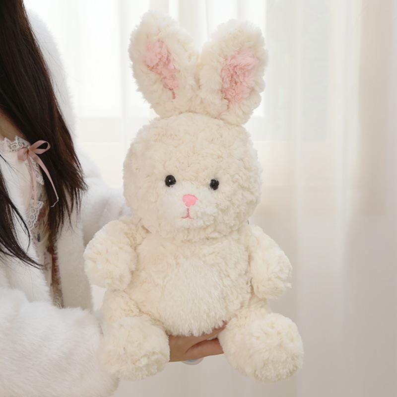Rabbit Doll Plush Toy Cute Cartoon Pink and White Rabbit Curly Rabbit Little White Rabbit