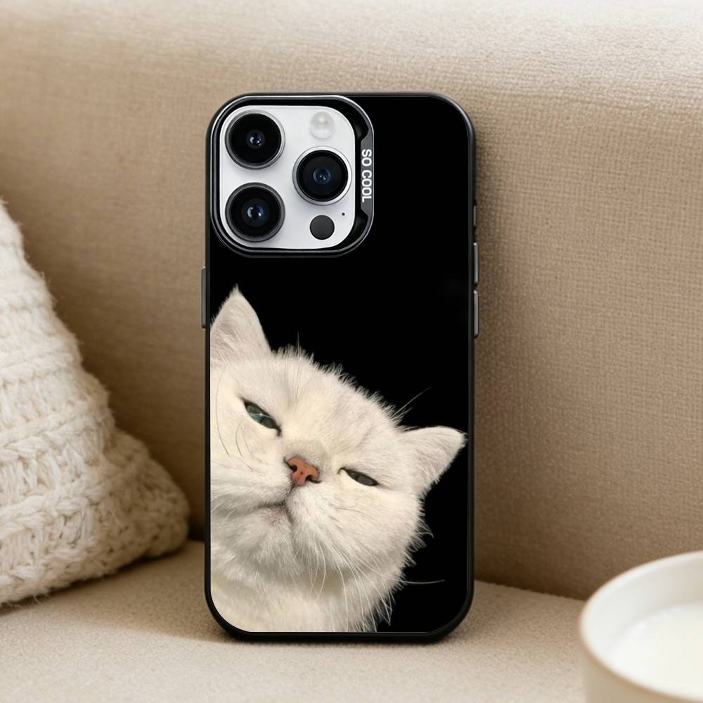 Cool cat cute  Phone Case For iPhone17, 16,15,14,13,12 Pro Max Black Candy Matte Shockproof Cover
