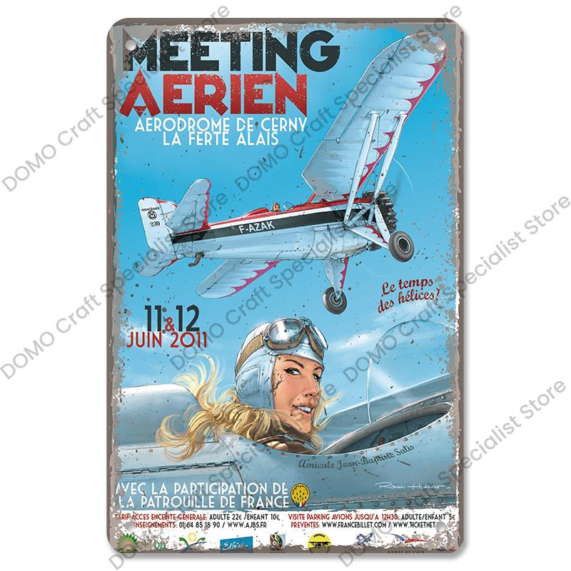 Airplane Poster Metal Tin Signs Vintage Model Plane Meeting Aerien Metal Plate Wall Decor Bar Club Garage Home