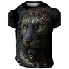 Summer 3D Printed Short Sleeved Street Style Plus Size Top, Fashionable Casual Wear, Men's Lion Sportswear