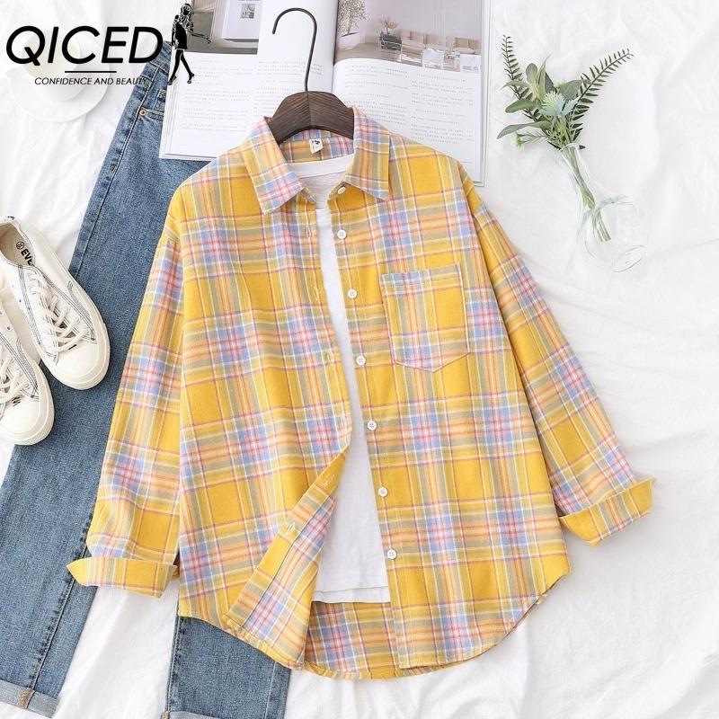 QICED Mote dame avslappet langermet POLO-hals bluser og skjorter