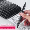 Double-Ended Black Oil-Based Art Marker with Thick and Fine Tips - Red & Blue Outlining, Non-Smudging Drawing Pen
