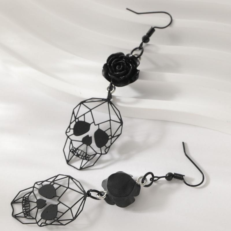 Gothic Punk Skull Rose Earrings - New Europe & America Trend