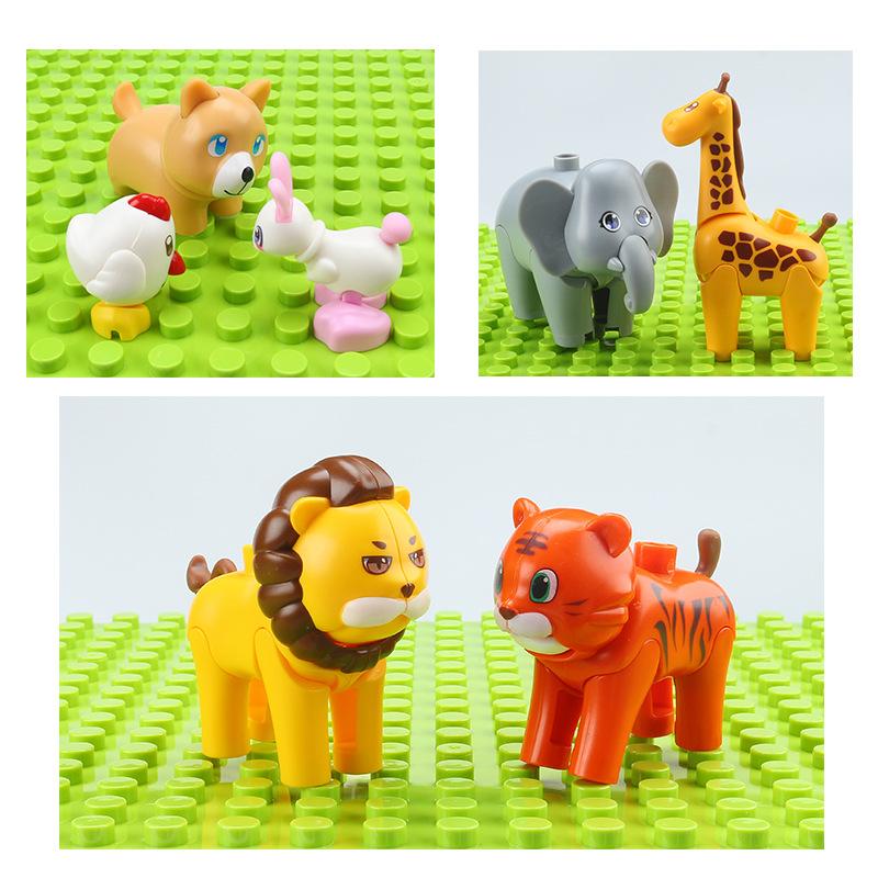 Große Bausteine Tiere Zubehör Bauernhof Zoo Kamel Känguru Katze Löwe Koala Flamingo Lernspielzeug Für Kinder Geschenke