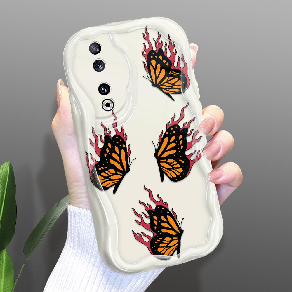 

Милый мультяшный узор, кремовая текстура, мягкий силиконовый чехол с волнистыми краями, чехол для телефона для Huawei Honor Infinix Tecno iPhone Infinix Smart 9 белый