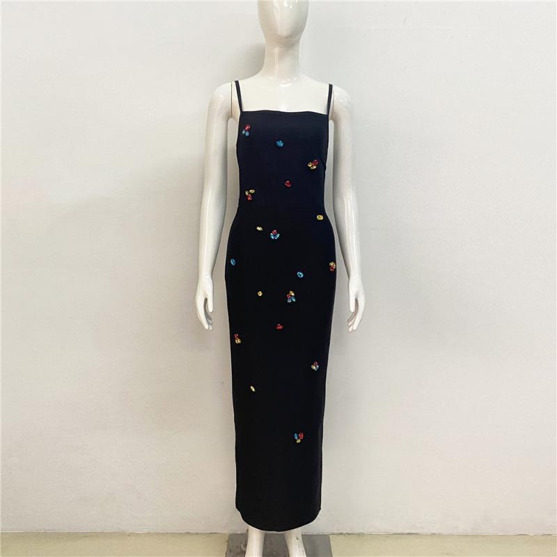 New bandage dress sexy handmade beaded slim temperament suspender skirt slim temperament long dress