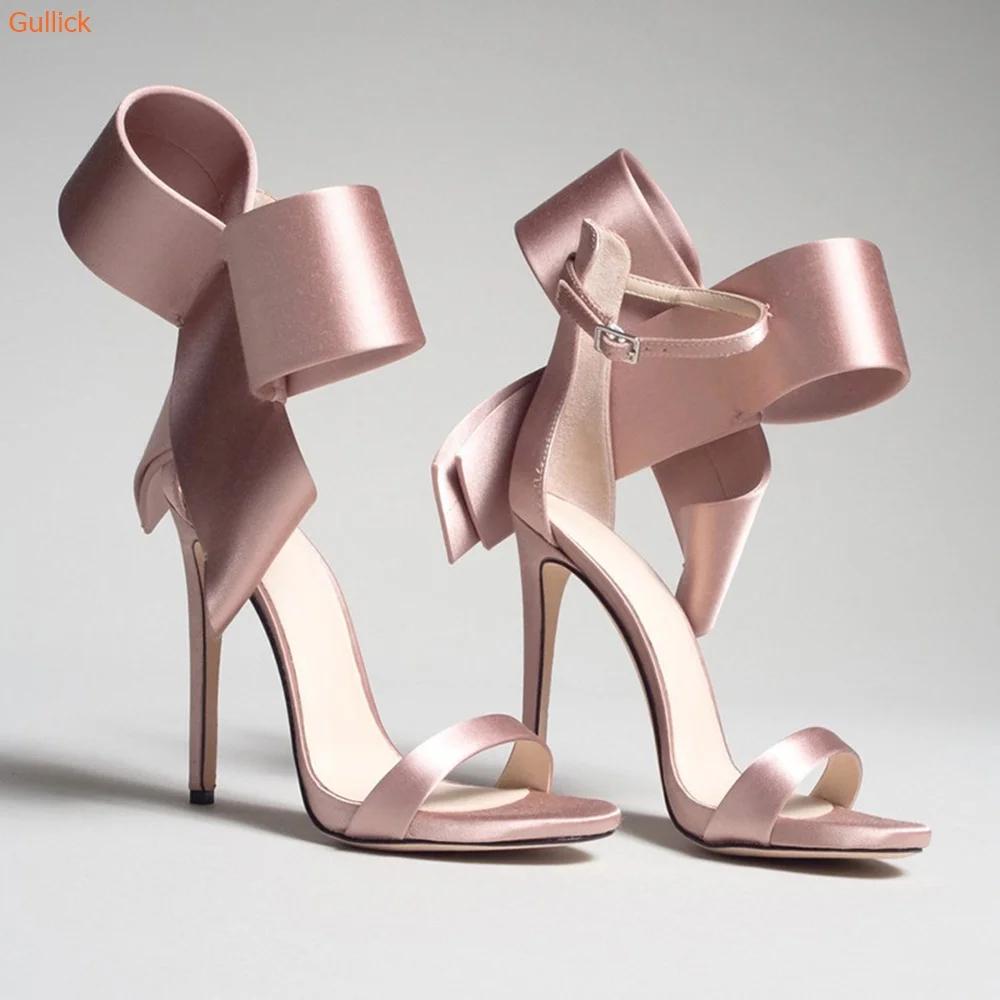 Large Butterfly Knot Stiletto Heel Sandals One Word Belt Open Toe Women Stage Shoes Ankle Strap Summer Wedding Heels Sandals