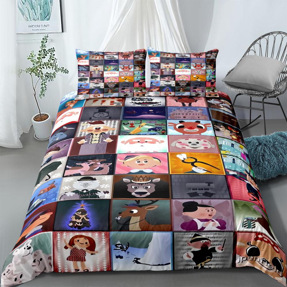 Rudolph Squares Duvet Cover Set Without Sheet King Queen Double Full Twin Single Size Bed Linen Set