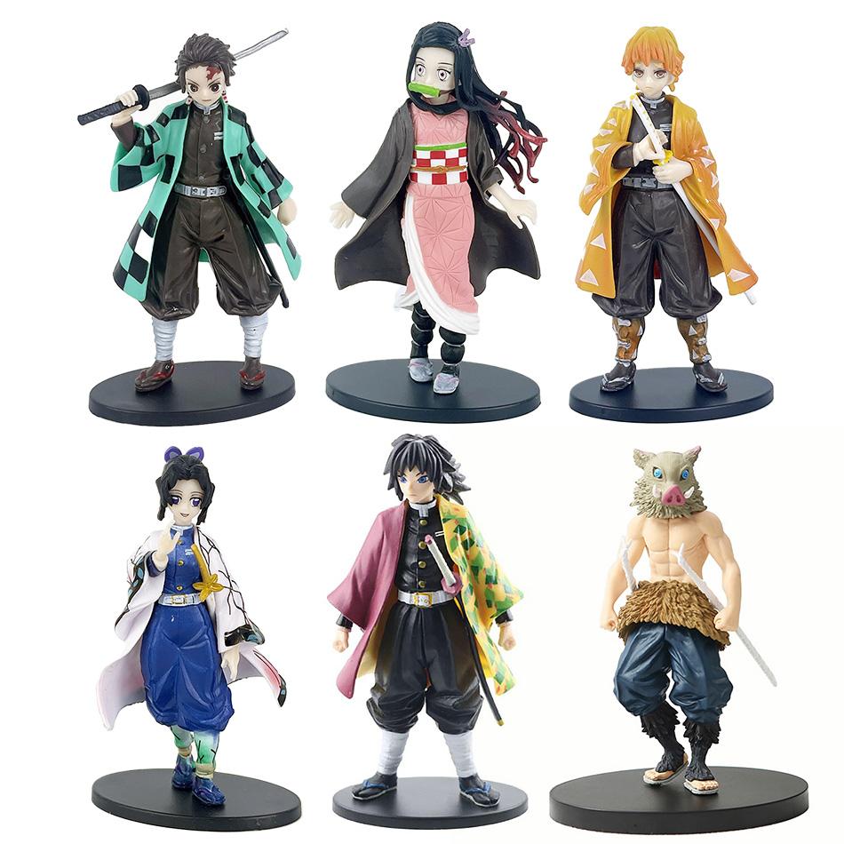 Demon Slayer Kimetsu No Yaiba Action Figure Set - Kamado Tanjirou with Sword Agatsuma Zenitsu And Nezuko as Warrior PVC Model To