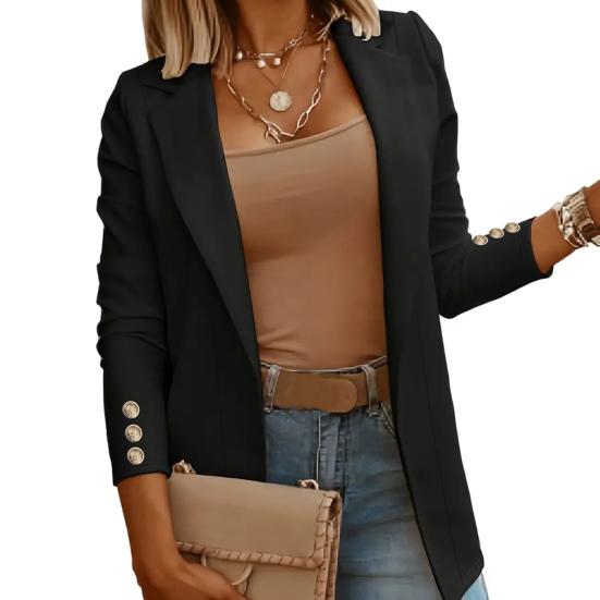 Women Suit Coat Lapel Long Sleeve Open Front Solid Color Dress Coat Business Work Casual Jacket Office Clothes Outwear