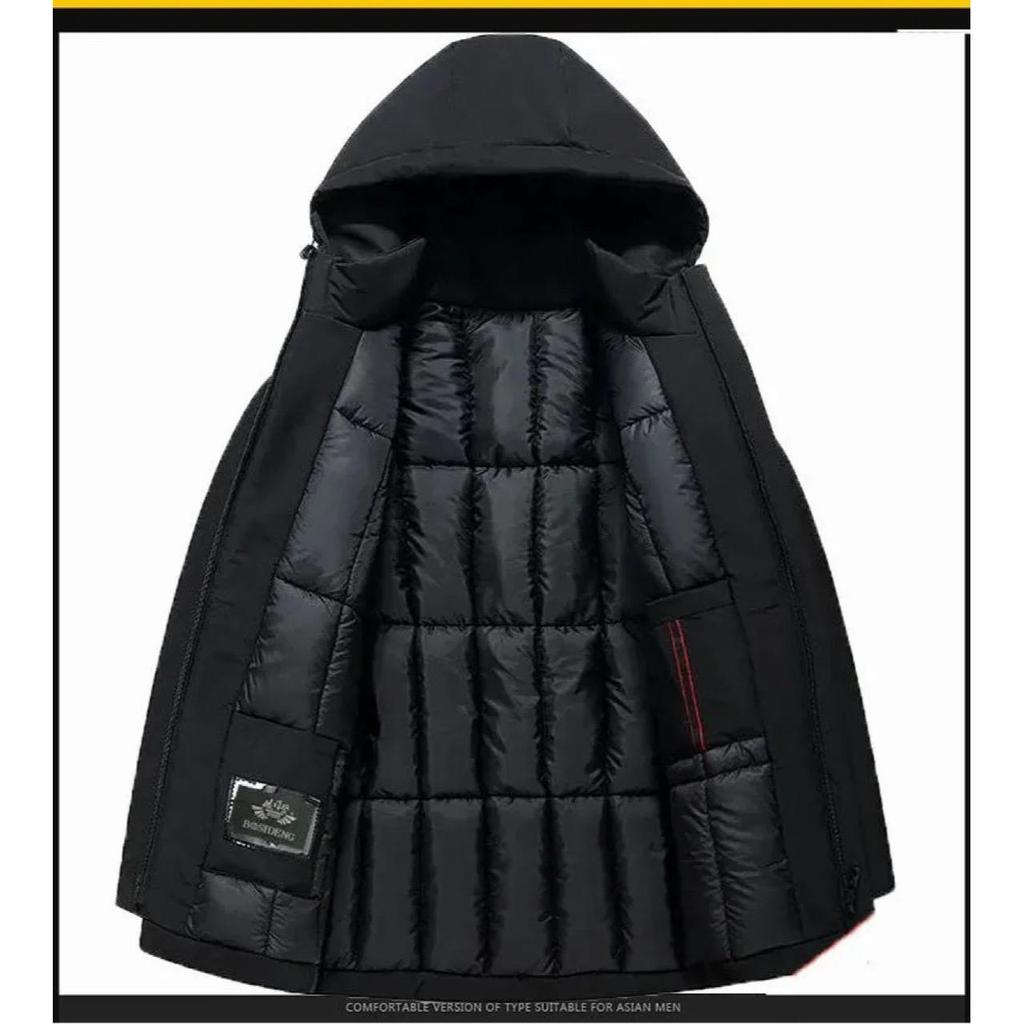Cotton-padded Men's Cotton-padded Clothes, Hooded, Thickened, Winter Clothes, Mid-length