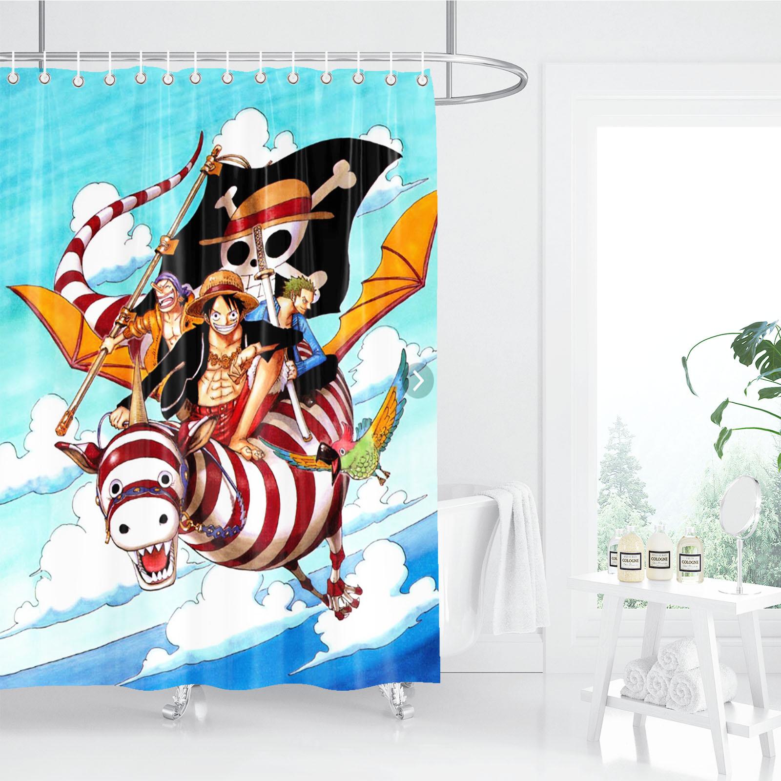 

Аніме шторка для душу One Piece, Аксесуари для ванної кімнати, Декоративні штори для вітальні, Милі та смішні різдвяні подарунки 180x180cm