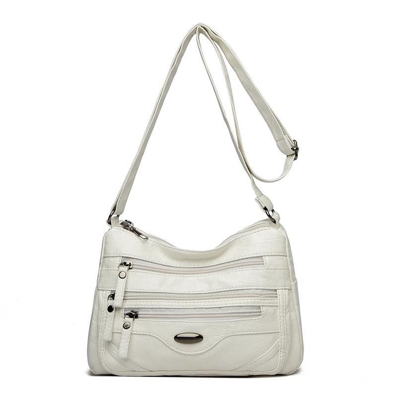 PU Umhängetasche Damen Schultertasche Mehrere Fächer Tasche für Mütter mittleren Alters