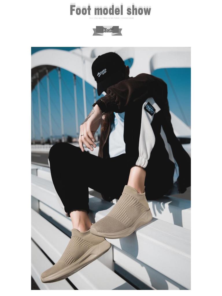 2023 Men's Lightweight Fly-Knit Sock Sneakers: Breathable, Slip-On, Casual Sports Shoes for Spring and Summer