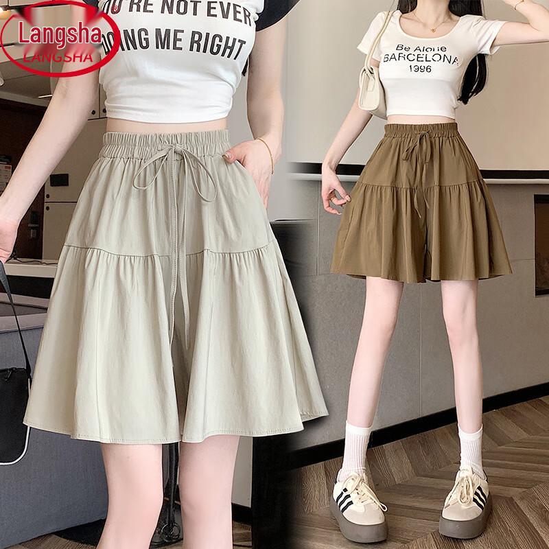 Langsha Women s Japanese Style High-Waist Skort Shorts M (80-100 lbs)