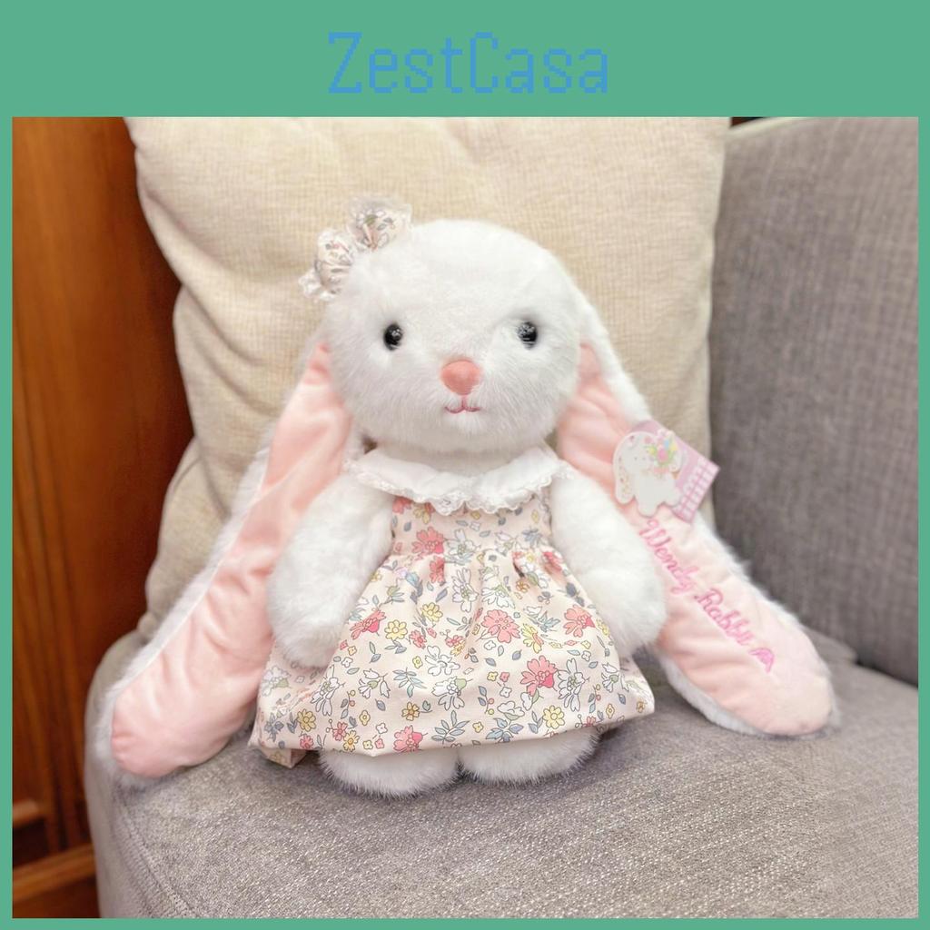 Ear Cute Long Floral Dress Plush Rabbit Doll Toy For Room And Decoration Sofa