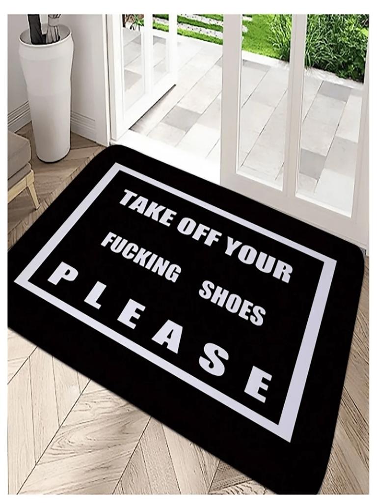 Please Remove Your Shoes Pattern Welcome Rug Kitchen Bathroom Entrance Doormat Non-slip Bedroom Decor Rug Floor Mats Foot Mat
