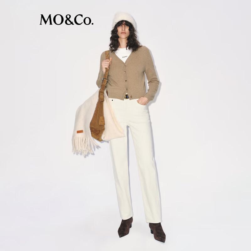 MO&Co. Women's Brushed Slim Mid-High Waist Denim Long Pants