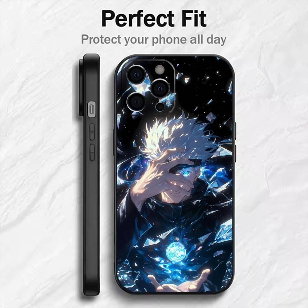 Hot-Blood Gojo Satoru J-Jujutsu Kaisen Phone Case For iPhone17,16,15,14,13,12 Plus,Max Soft Silicone Black Cover