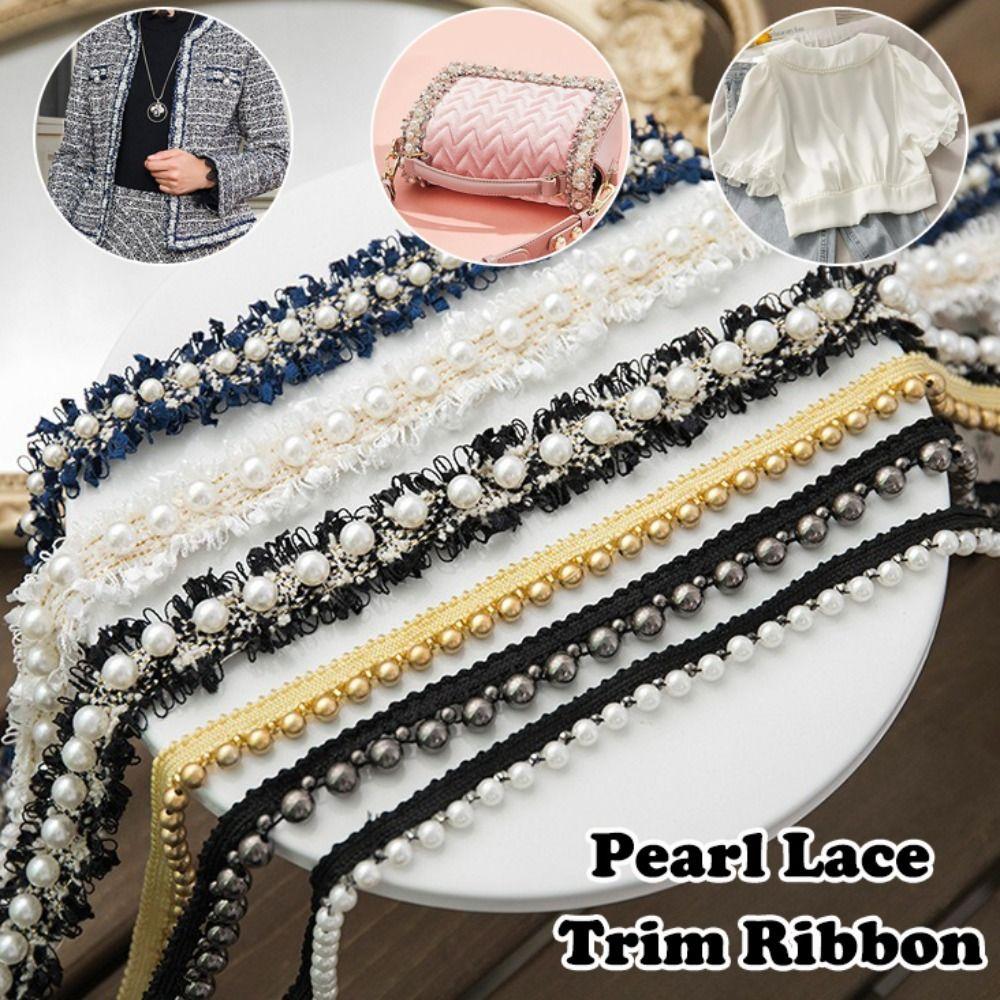 Beads Decoration Ribbon Edge Gold White Edge Trim Applique Trim Fabric Trim  Craft Projects