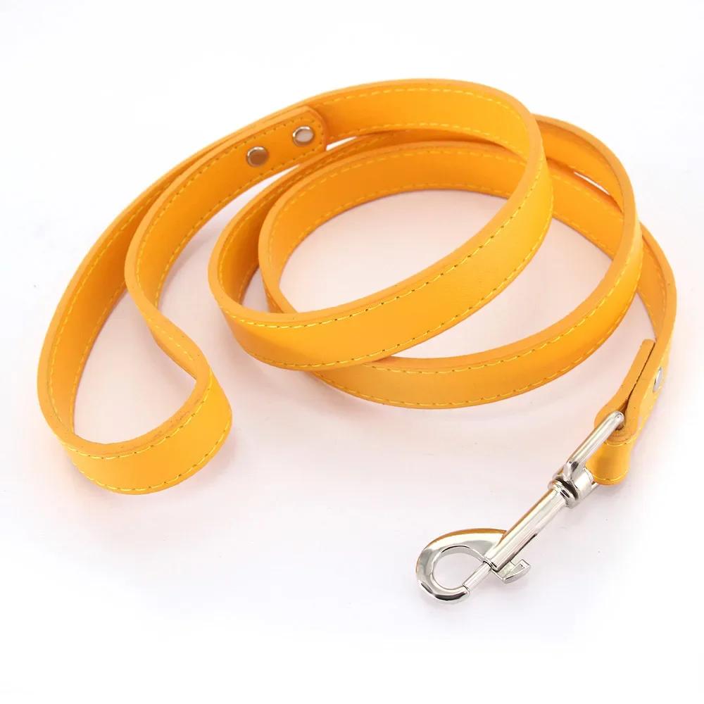 Leather Cat Dog Leashes Colorful Puppy Walking Leashes Harness Collar Lead Rope For Small Medium Large Dogs Pet Supplies 1.2M