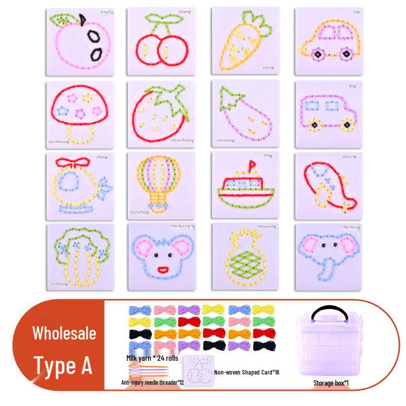 Montessori DIY Threading Toy Kit: Kindergarten Non-Woven Fabric Sewing Set