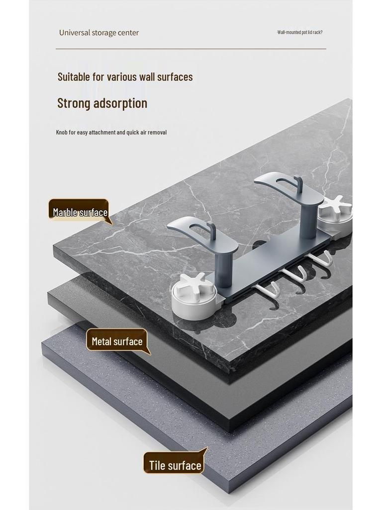 Wall-Mounted Pot Lid and Cutting Board Rack for Kitchen Storage