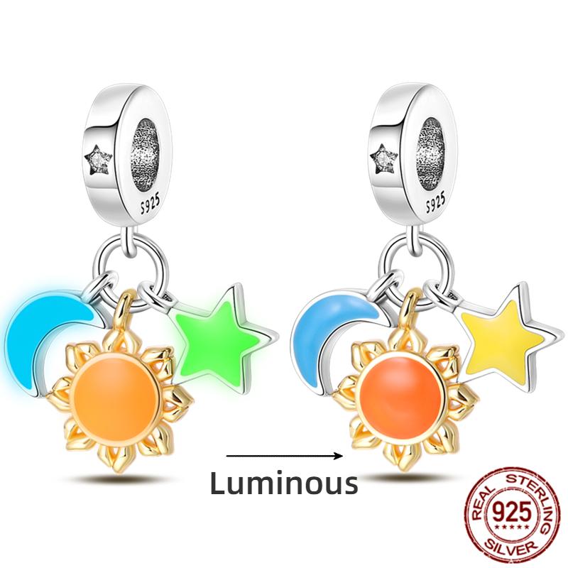 Copper Ocean Series Octopus Turtle Luminous Charms Fit 4Mm Hole Diameter Bracelet Charm Beads Necklace Diy Female Jewelry