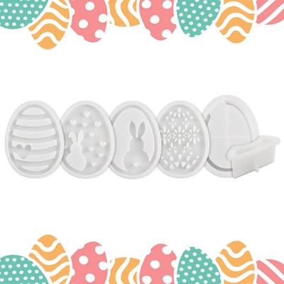 Hollow Easter Egg Rabbit Lamp Silhouette Silicone Mold DIY Gypsum Candle Base Plaster Mold for Home Decoration