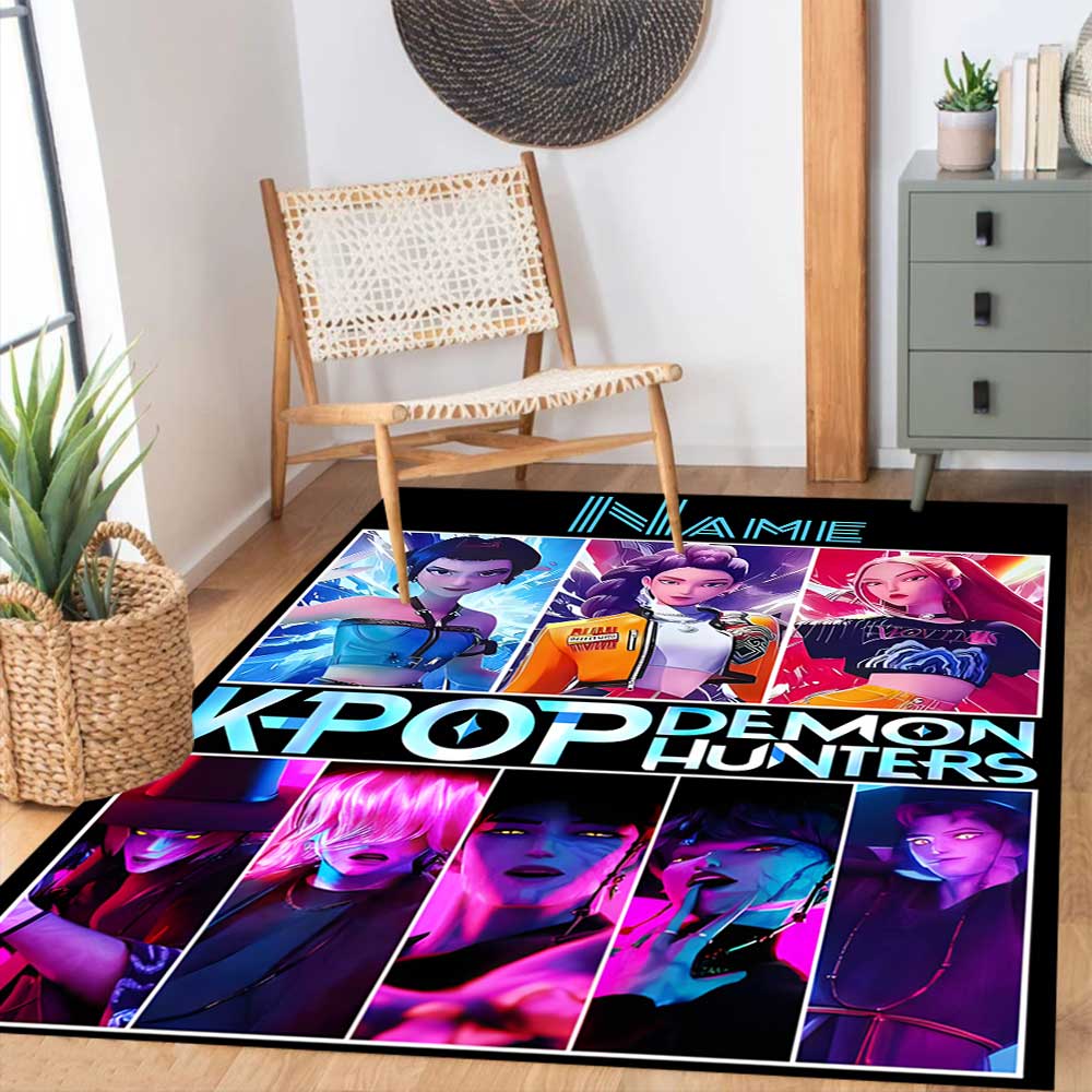 K Pop Demon Hunters Customize your name rug, office chair cushion, home bedroom living room gift.
