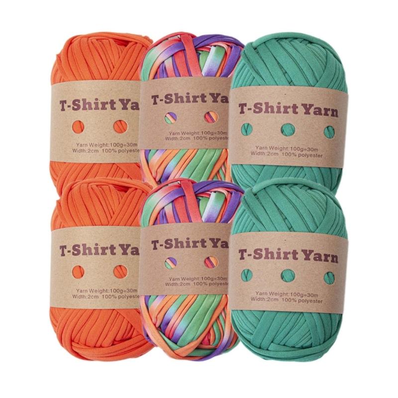 T Shirt Yarn Spaghetti Yarn Thick Yarn for Crocheting Cotton Polyester Elastic Fabric Cloth Knitting Yarn for Hand DIY