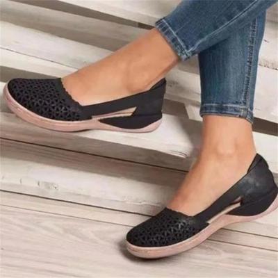 2024 Sapatos Femininos Outono Novo Estilo Moda Bico Redondo Planos Antiderrapantes Sapatos Casuais de Boca Rasa de Um Passo para Mulheres Mães