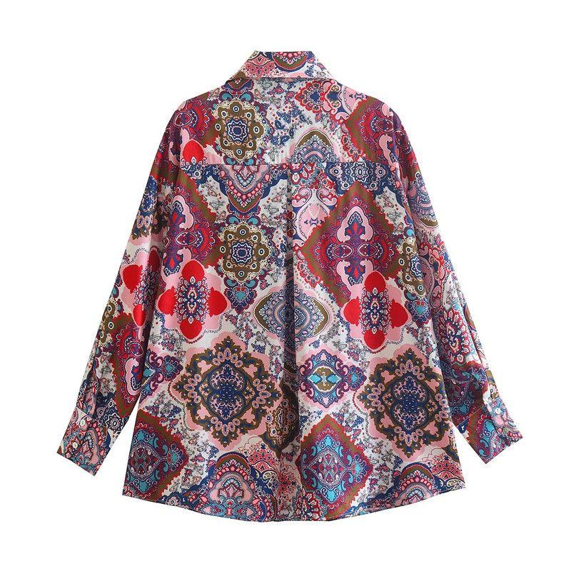 Ur Autumn and Winter European and American Style Silk Satin Texture Vertical Shirt