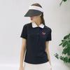 Goxo Ribbed Collar ShorT Sleeve T shirT Black hearT aTTack