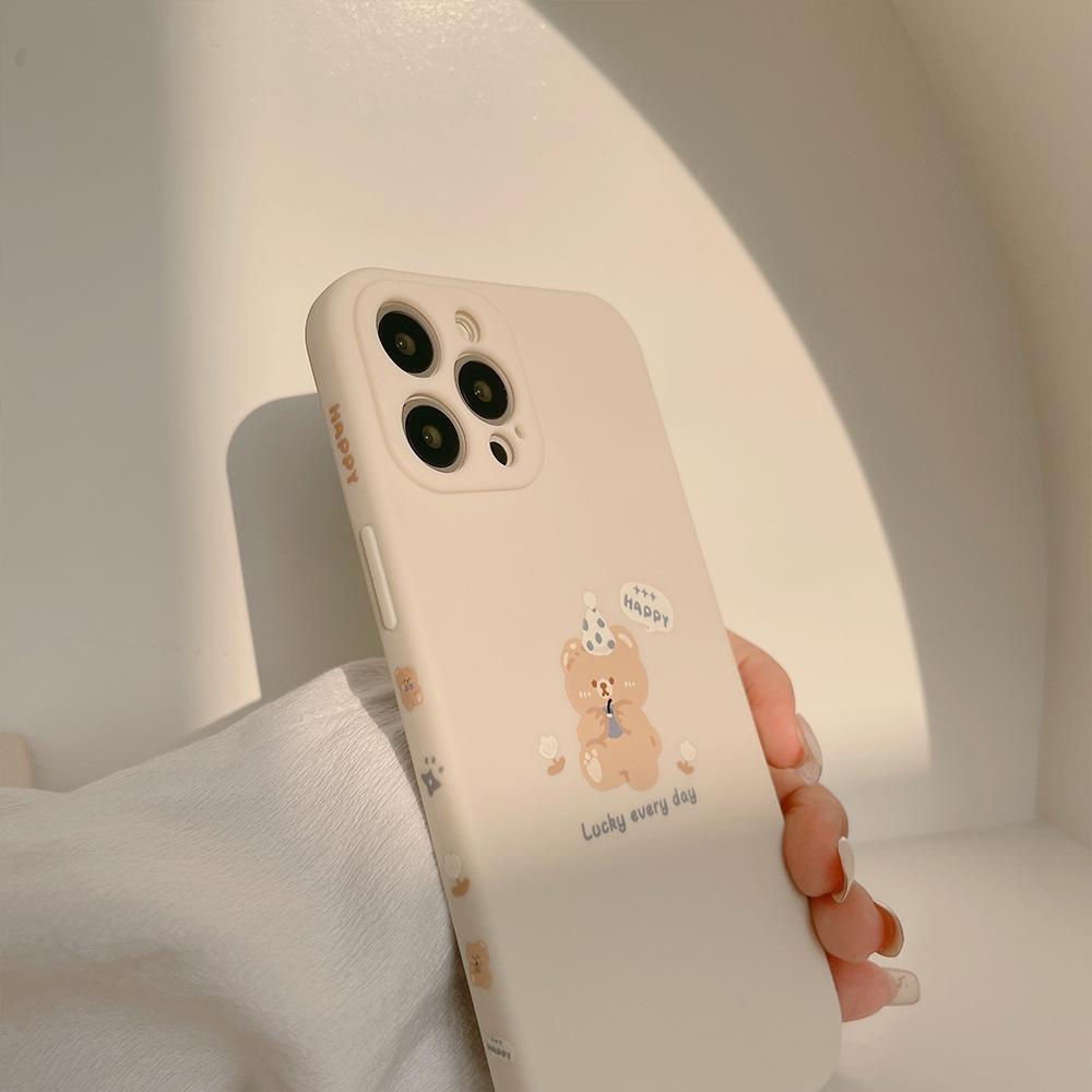 Cartoon Bear IPhone 15 Apple Phone Case 13Promax All Inclusive 16 Soft Case X Suitable for 14pro Side