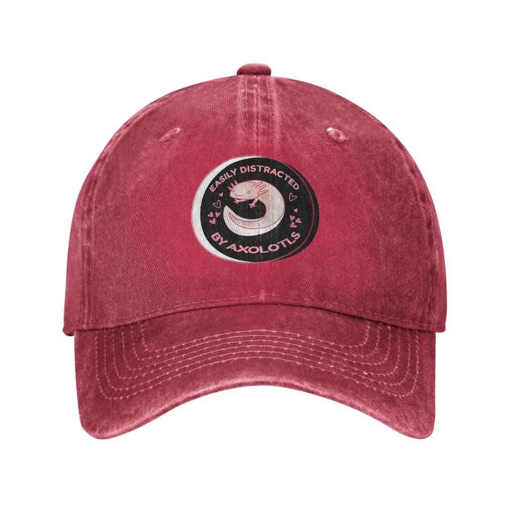 LEICHT DURCH AXOLOTLS ABGELENKT Gewaschene Jeans-Kappe Lässige Baseballkappen Verstellbarer Hut Sommer Unisex Baseballkappen