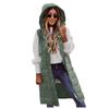 Womens Ladies Warm Plus Size Solid Color Hooded Single Breasted Medium Length Cotton Jacket Waistcoat Slim Cardigan Coat